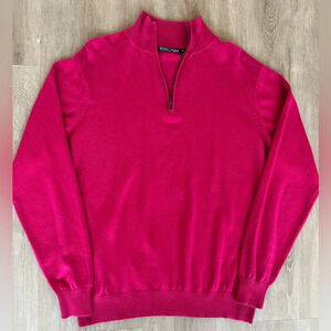 Vintage WoolOvers Pink 1/4 zip Sweater Cotton Cashmere Size Medium